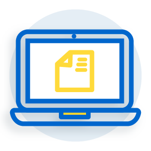 illustration of a computer with a paper with lines on the monitor