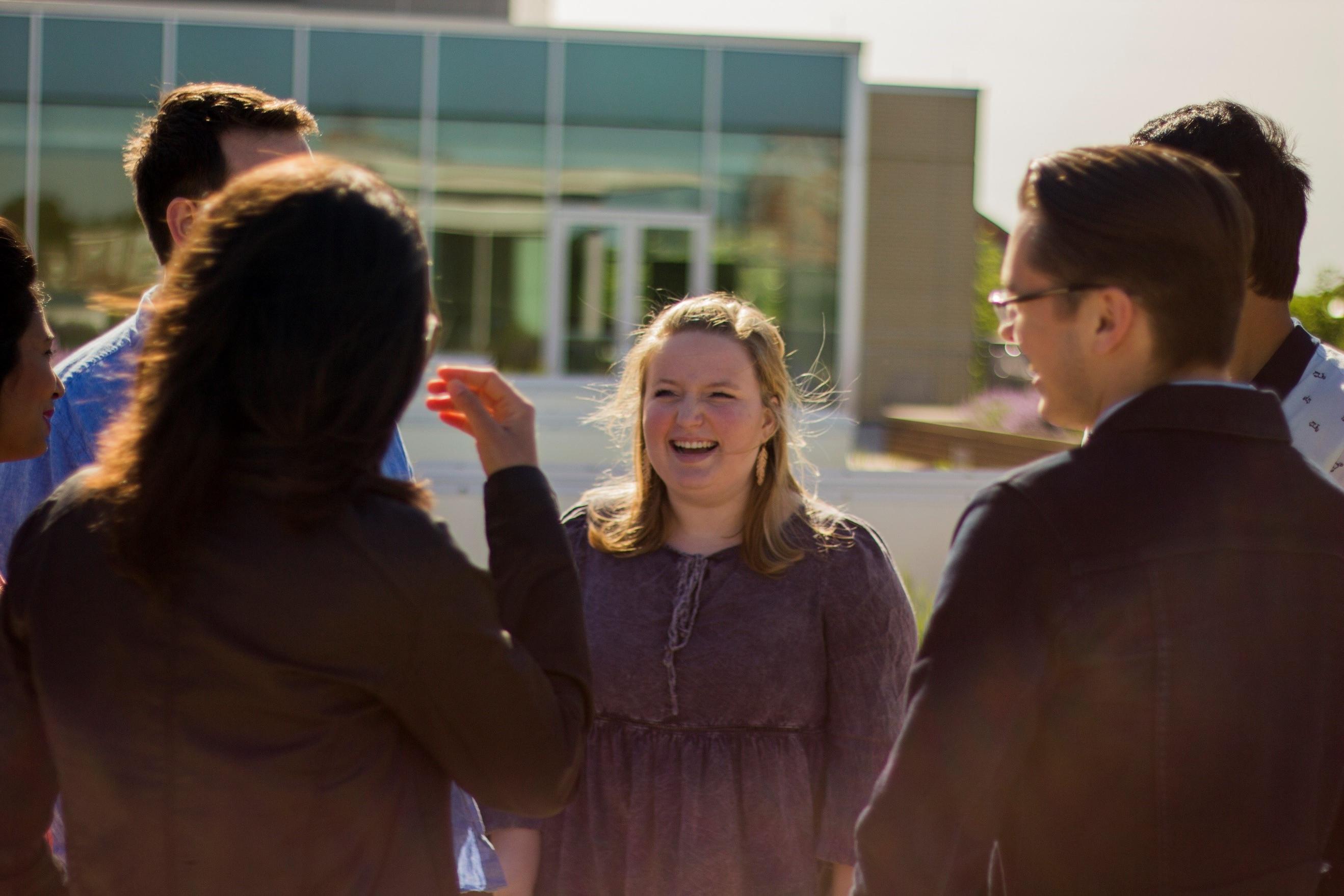 students on the union rooftop