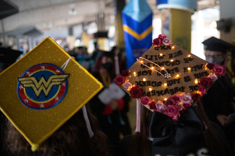 Decorated graduation caps