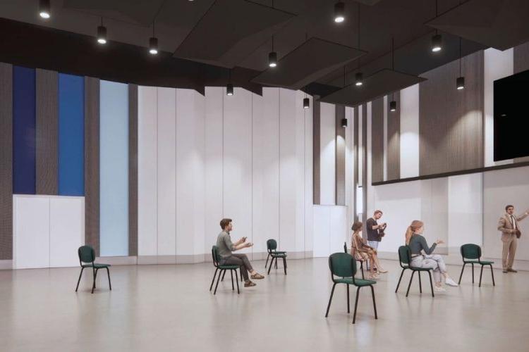 Rendering of teaching room in Olson Performing Arts Center