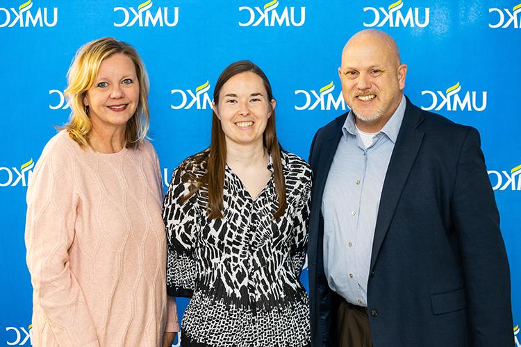 Steve and Tiffany Stoner with scholarship recipient Alex Mills