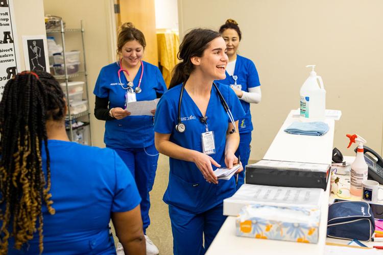 Nursing students at nursing station